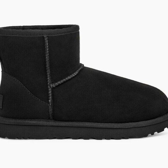 Ugg Women's Size US 8 Classic Mini II Ankle Boot Black Sheepskin Suede New - Picture 10 of 13